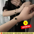 Pulsera Negra Trébol Cuatro Hojas