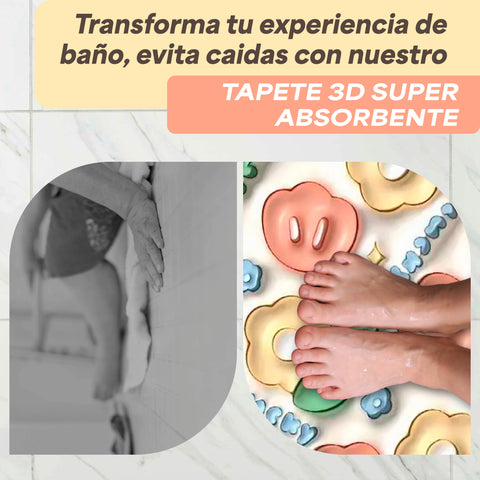 TAPETE 3D SUPER ABSORBENTE / Seguridad y Estilo en tu Baño
